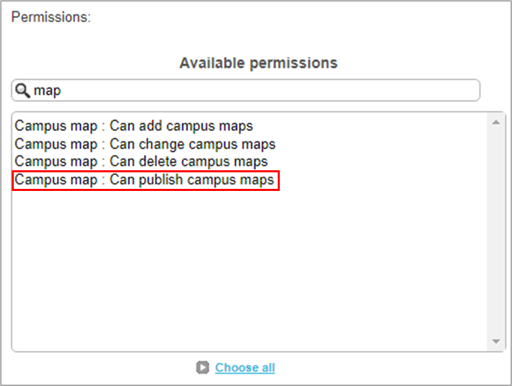 CampusM map permissions settings.