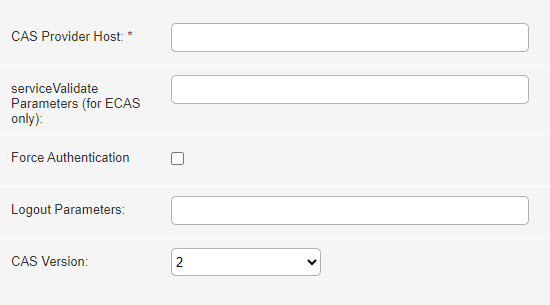 Fields for configuring CAS Settings.