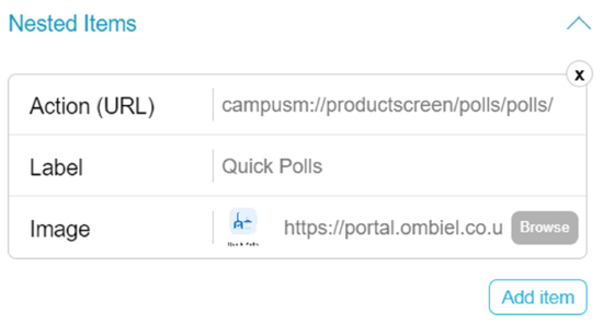 Nested Items Configuration.