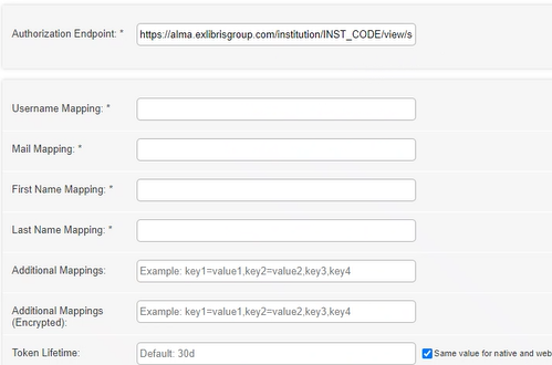 The authorization endpoint configuration.