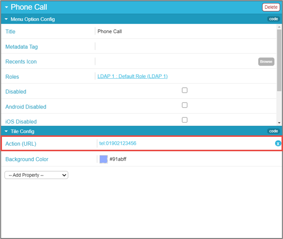 Tel Action in App Builder.png