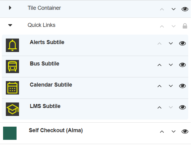 Tile Container with the Arrange mode enabled in the list view