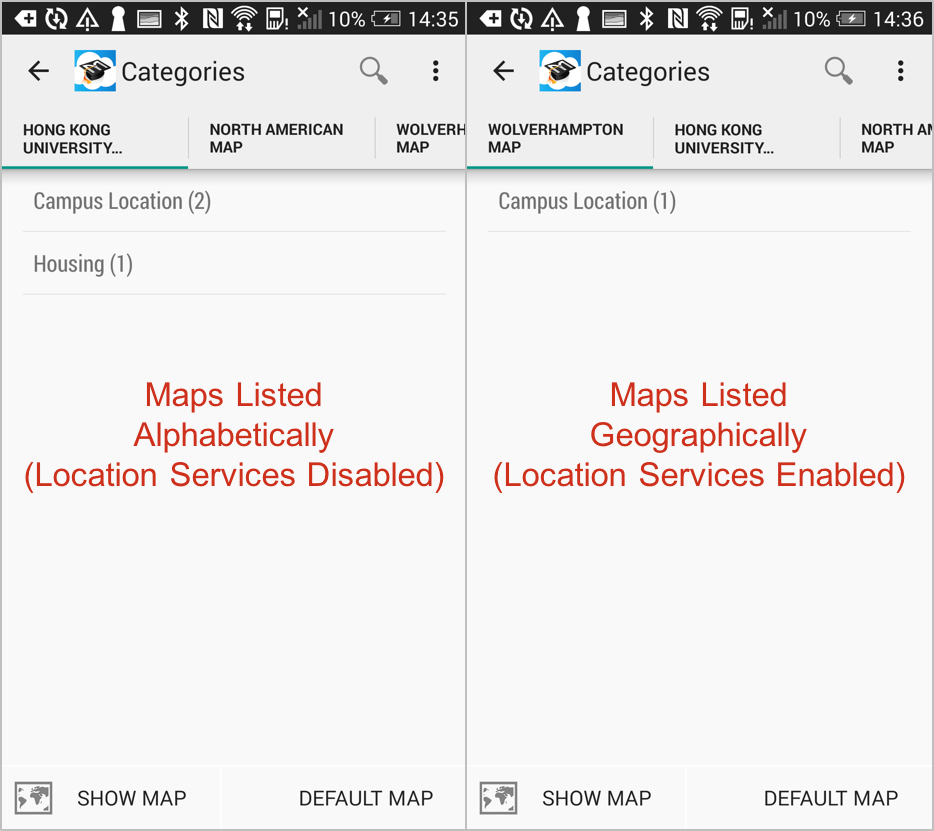 Location list sensitivity on Android
