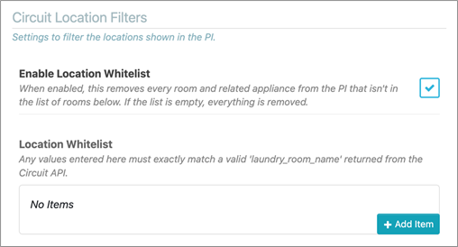 The Circuit Location Filters configuration.