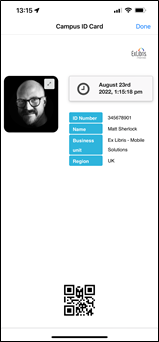 A scannable QR code on the ID card.