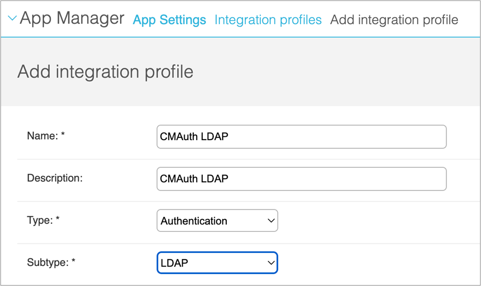 Configuration screen for LDAP.