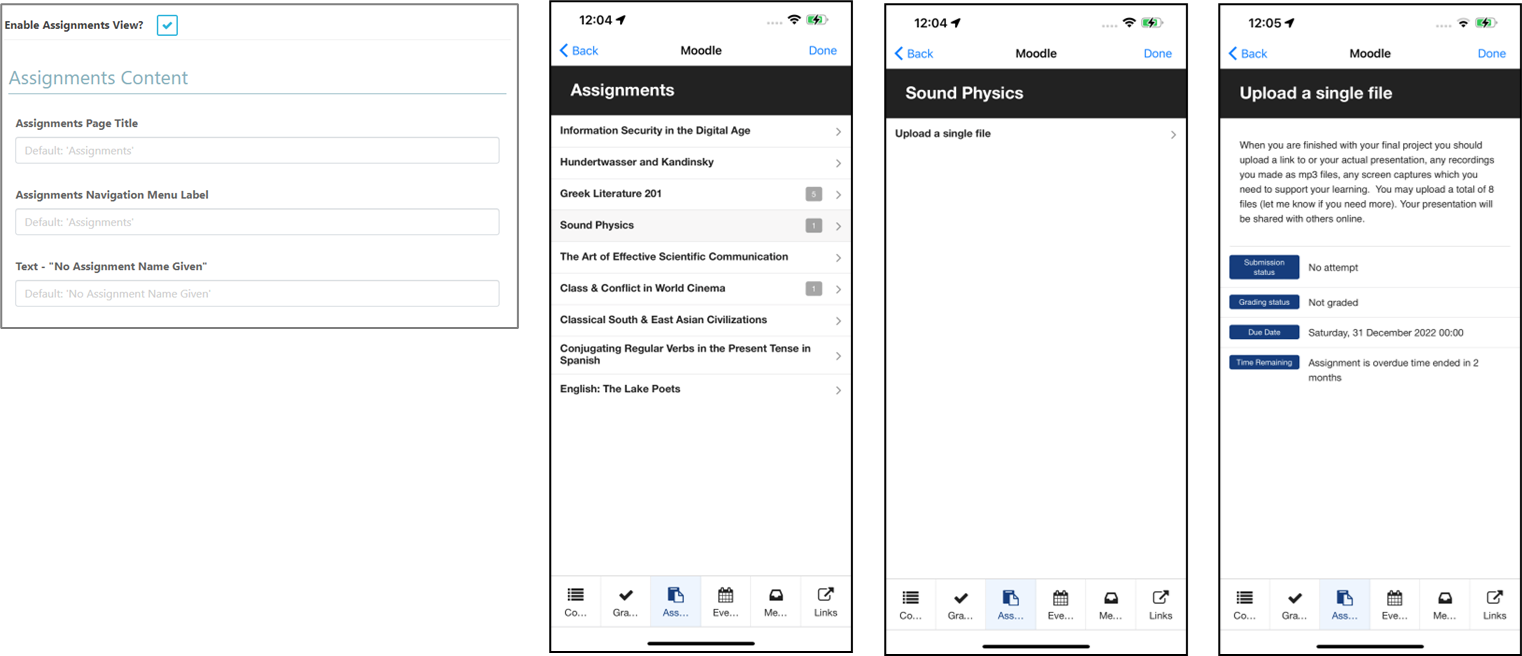 The Messages configuration screen.
