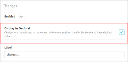 The option to display charges with a decimal value.