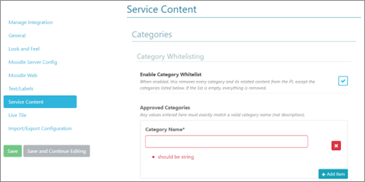 The category name configuration.