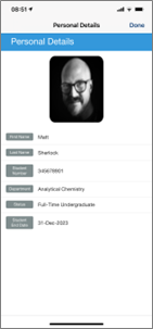 The personal details screen.