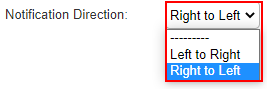 The Notification text direction settings.