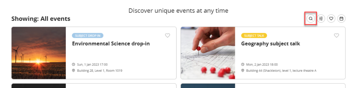 Search for Events.