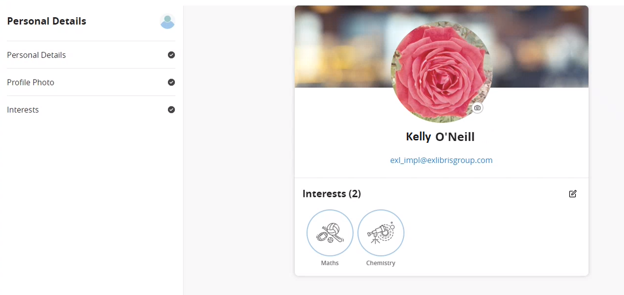 The my profile details page.