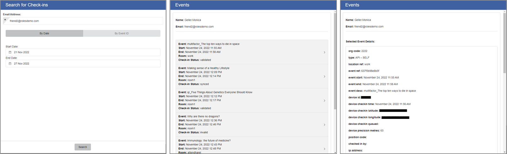 The attendance transaction viewer.