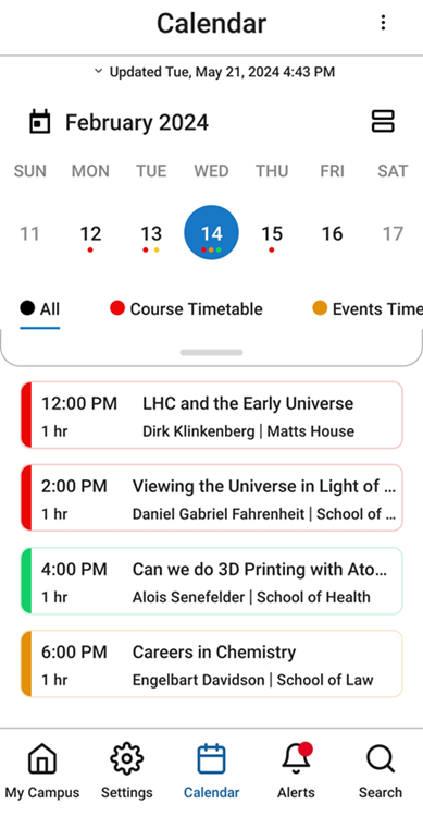Calendar in Agenda View.