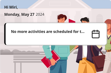 Day View Tile with a background image when there are no upcoming activities.