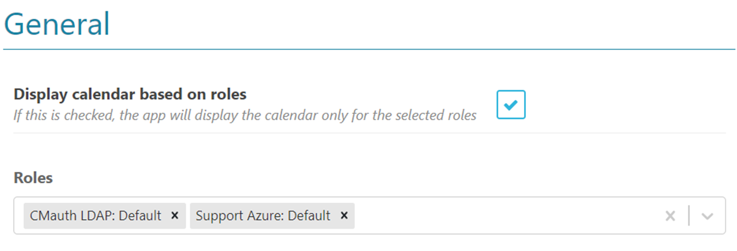 The Display calendar based on roles section.