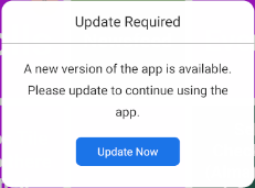 The Update Now popup in the Application