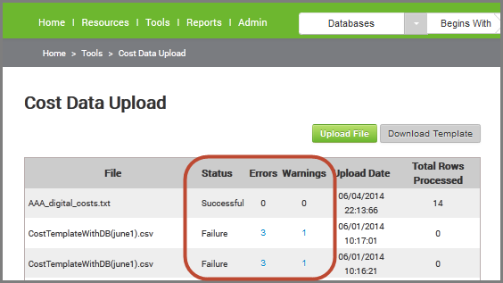 cost upload status