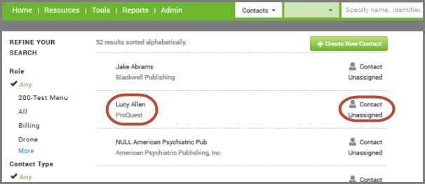 list of contacts