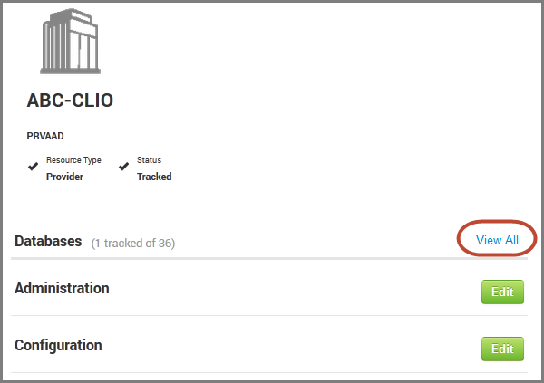 View All databases