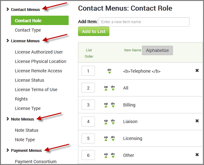 Menu Settings