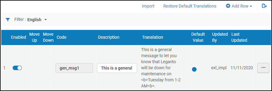 The general message label configuration.