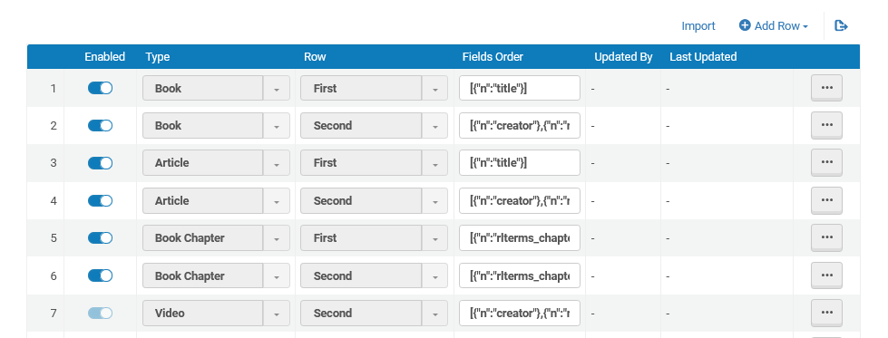 The brief citation format mapping table.