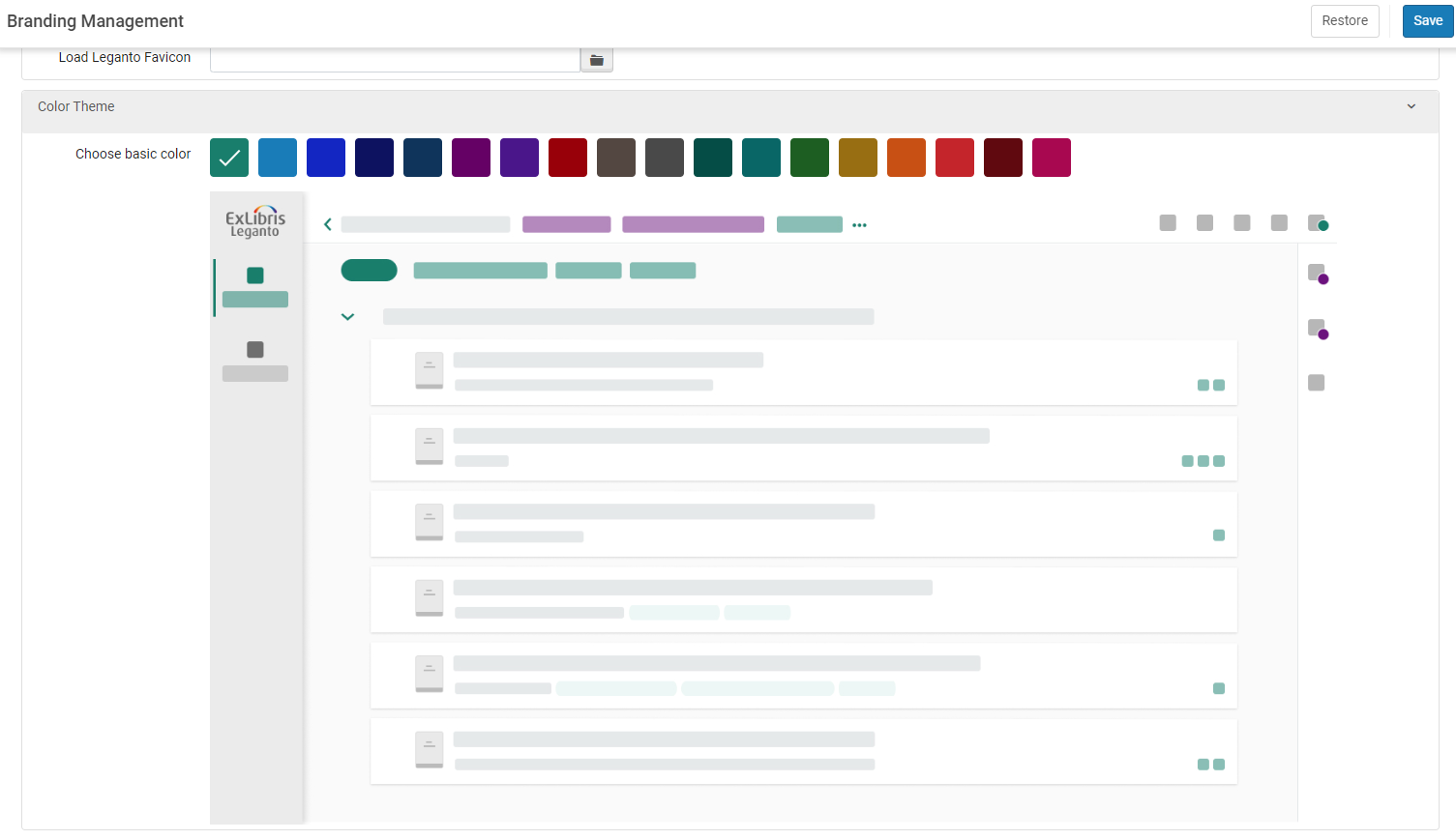 The option to configure your institution's branding in Leganto.