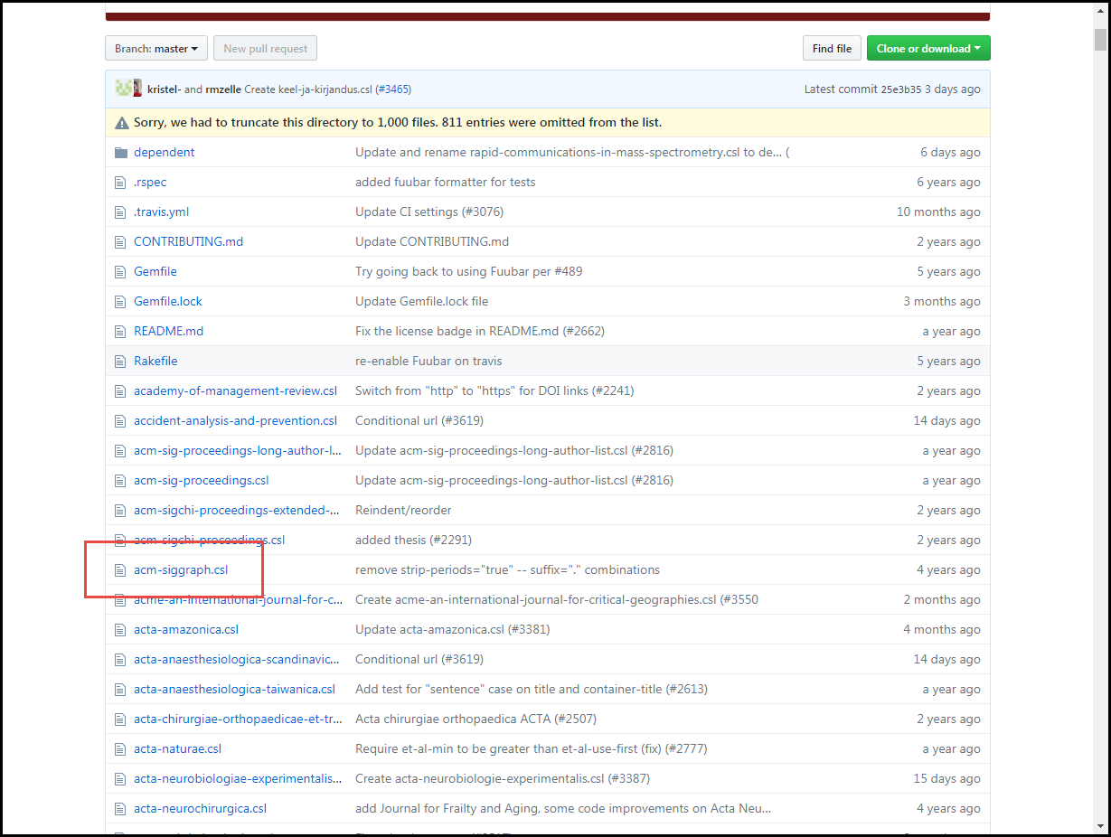 The list of citation styles.