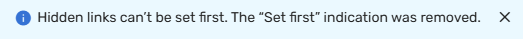 Hidden links cannot be set first message.