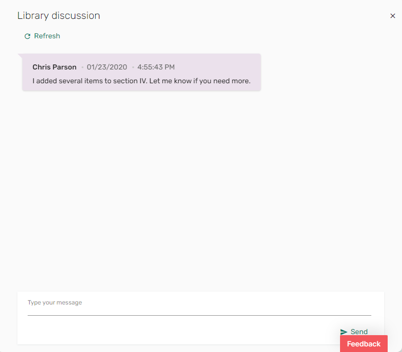 The Library Discussion pane.