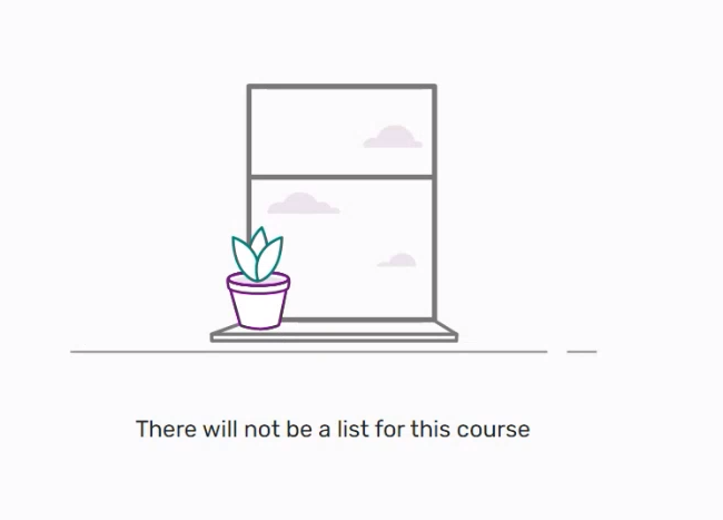 Message to students that there are no lists for this course.