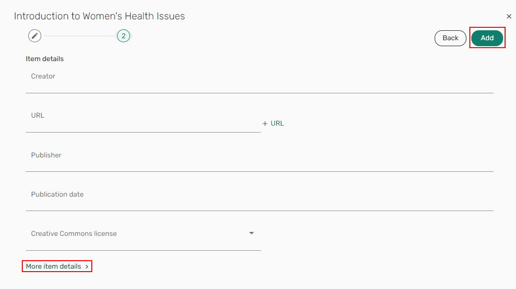 The manual entry item details wizard.