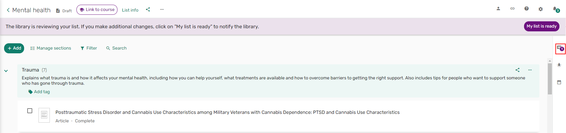 The library discussion icon.