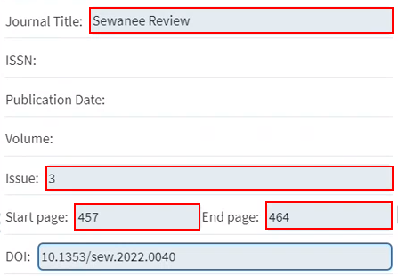 The DOI field on the Add Item Details form.