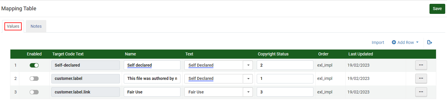The option to order the File Upload Copyright Options order.