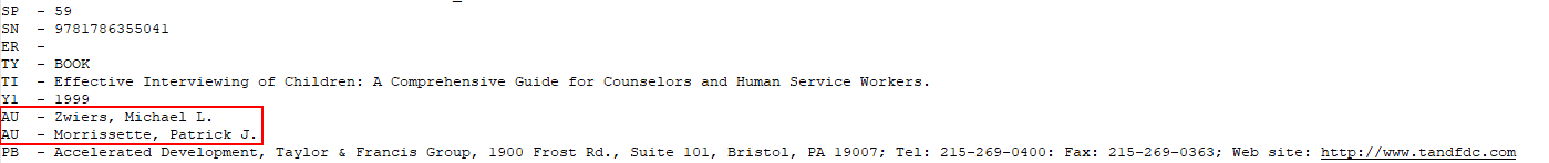 Multiple authors in a RIS file.