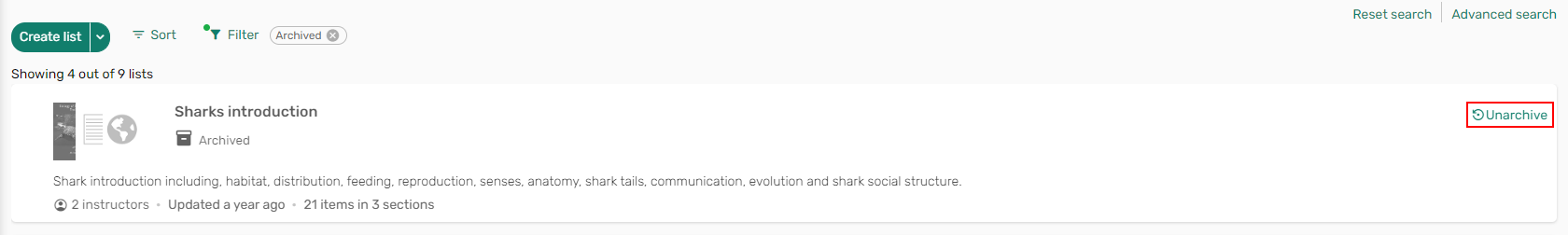 Archived lists