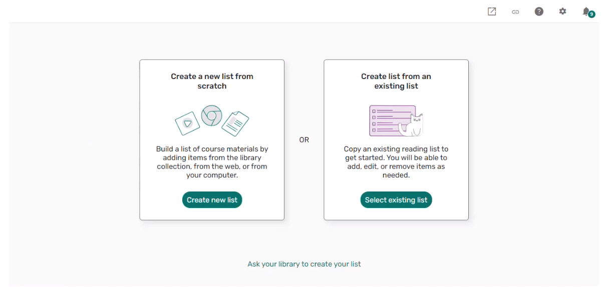 The option to create a new list from an LMS.