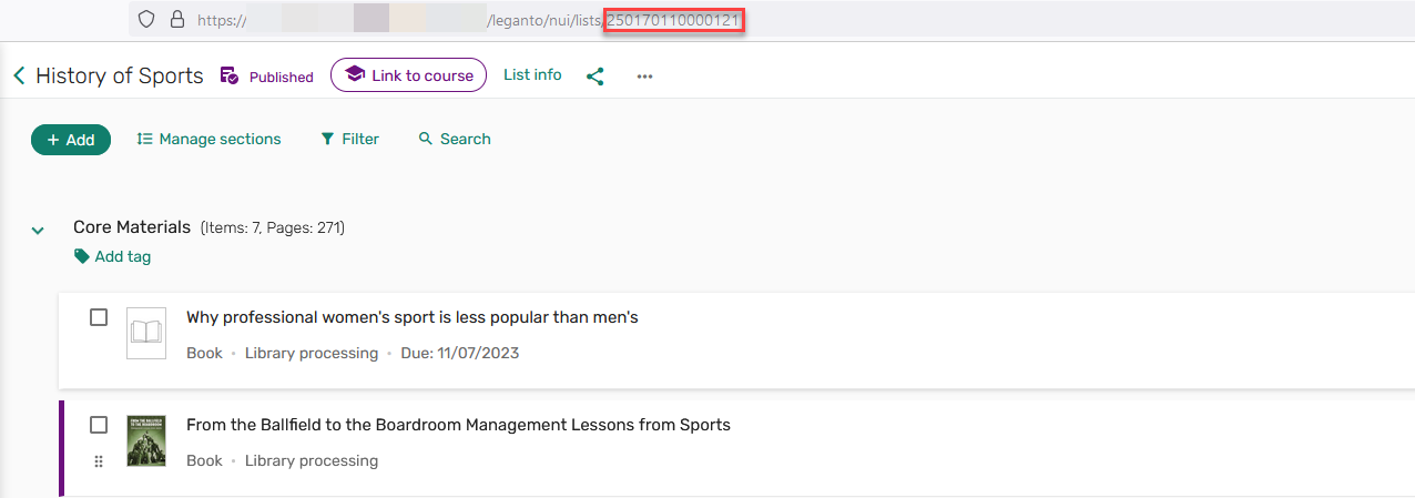 The URL list ID.