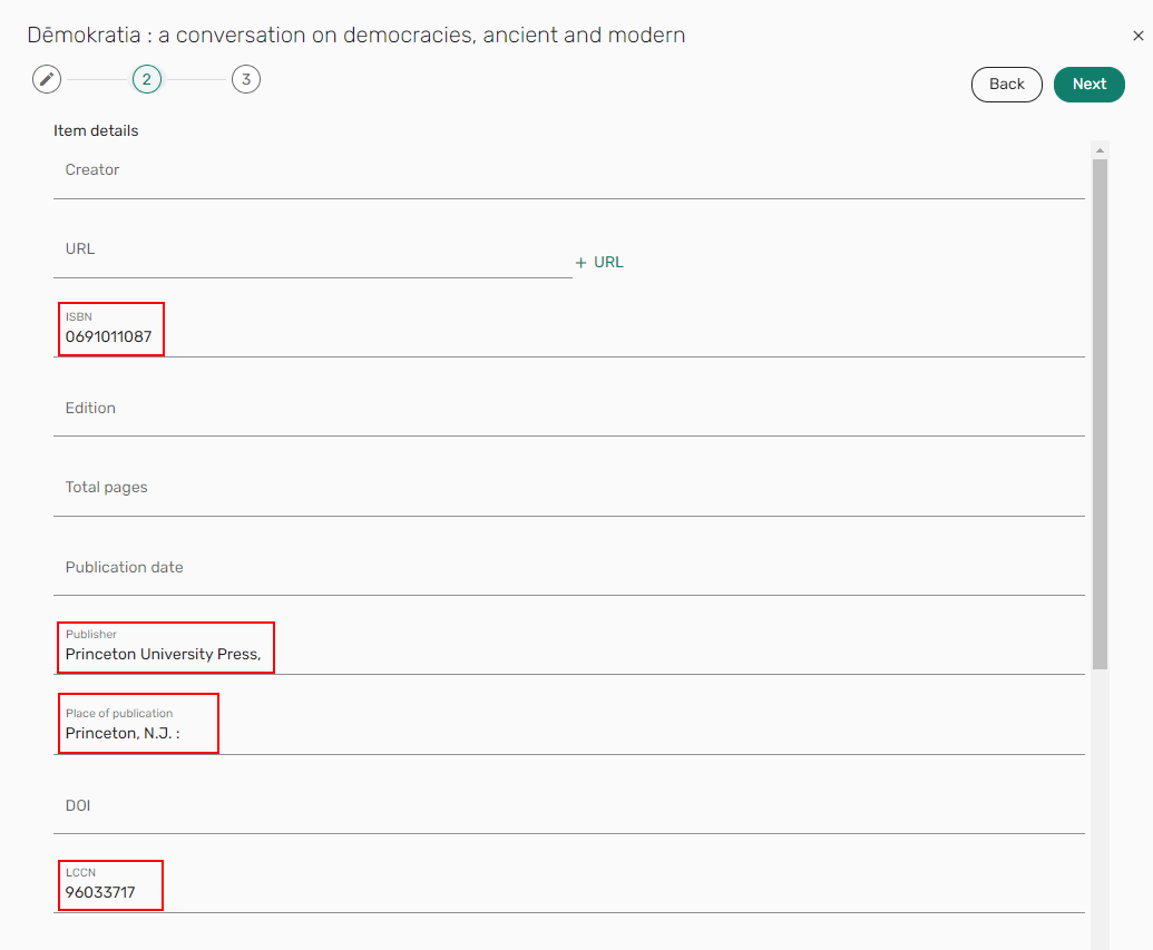 Auto-populated meta data when adding an ISBN to a manual entry.