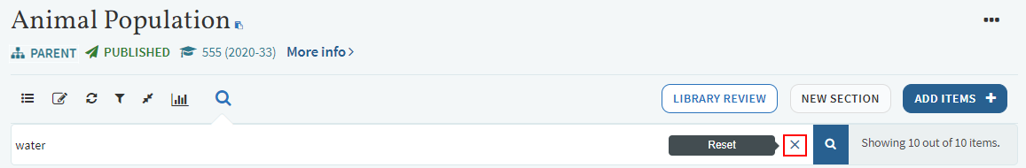 The option to reset your search terms.