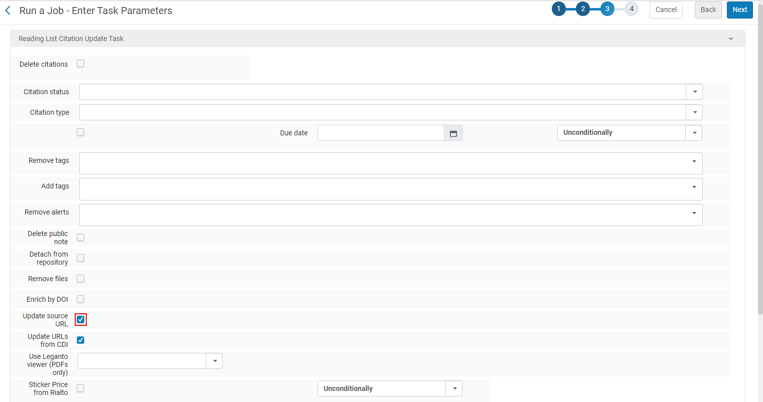 The option to update the Source URL in bulk.