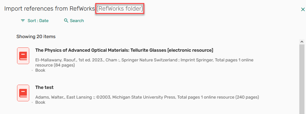 The RefWorks folder name.