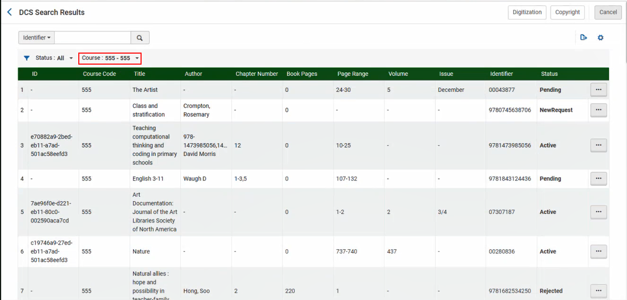 The option to associate courses with the DCS.