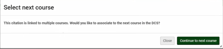 The option to select the next course.