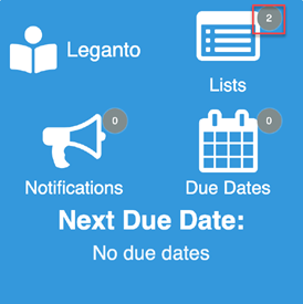 The Leganto Lists Widget Counter in campusM.