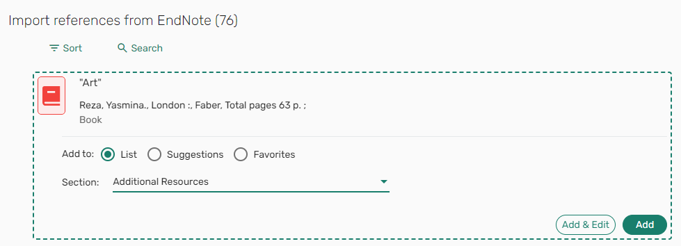 The option to import references from EndNote.