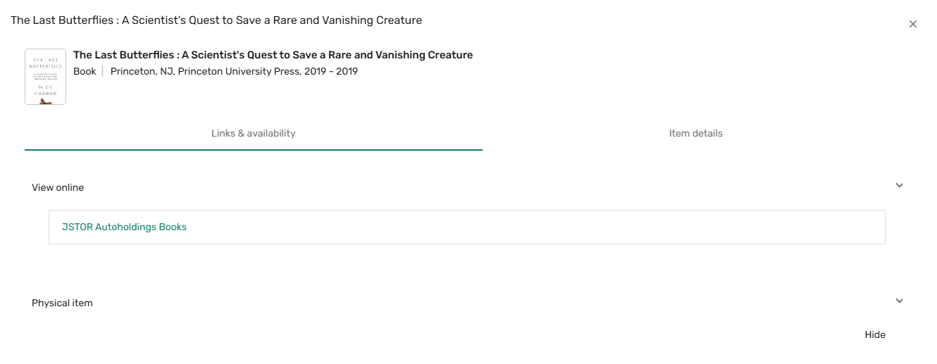 The More details - Links & availability and Item details tabs.